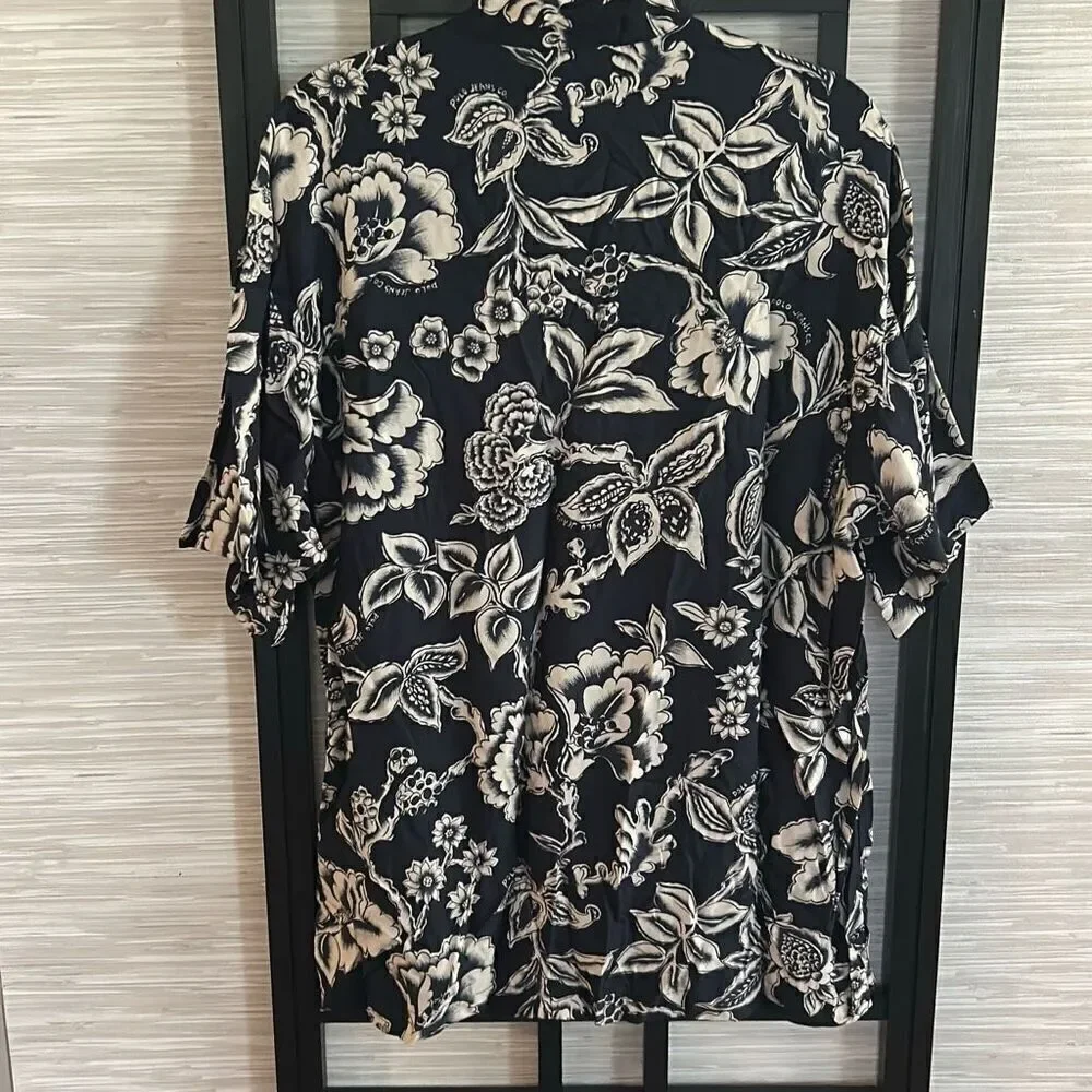 Polo Ralph Lauren navy blue Hawaiian style short sleeve button-down shirt rayon